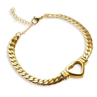 14K HEART SHAPED SNAKE CHAIN NECKLACE