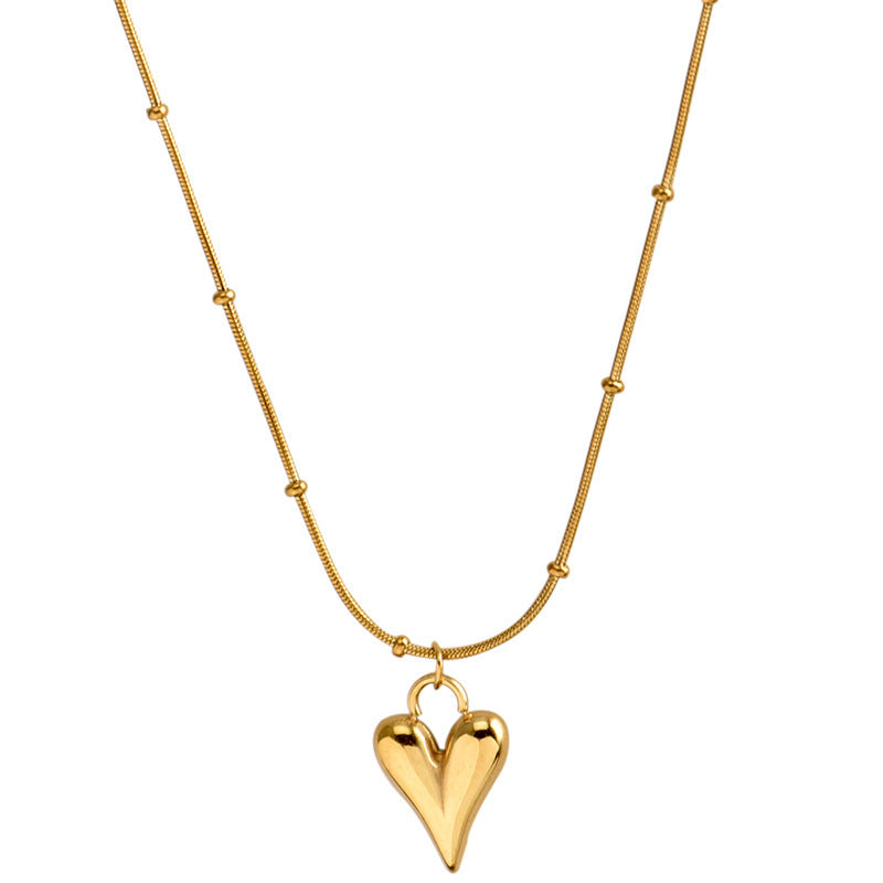 18 K Heart Necklace|Heart Shape Pendant Necklace|Collarbone Necklace