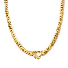 14K HEART SHAPED SNAKE CHAIN NECKLACE