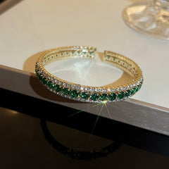 Elegant Halo Emerald Cut Columbia Emerald Bracelet