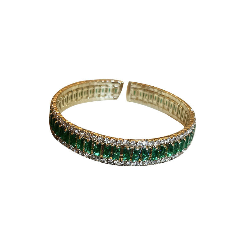 Elegant Halo Emerald Cut Columbia Emerald Bracelet